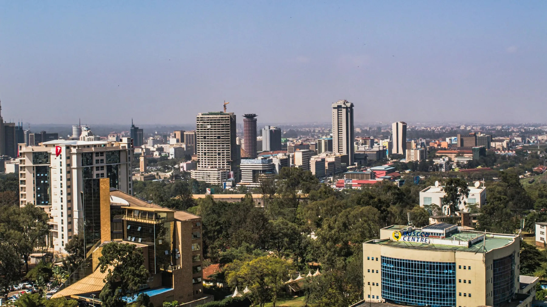 Green landscape and skyline of Nairobi